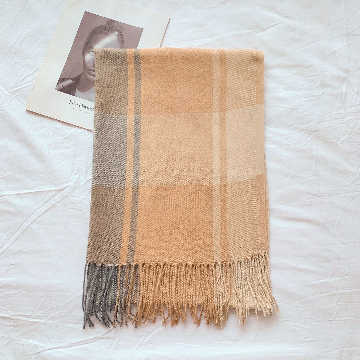 Artificial Cashmere Scarf Thickened Warm Tassel Shawl